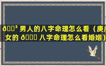 🐳 男人的八字命理怎么看（庚戌女的 🐛 八字命理怎么看婚姻）